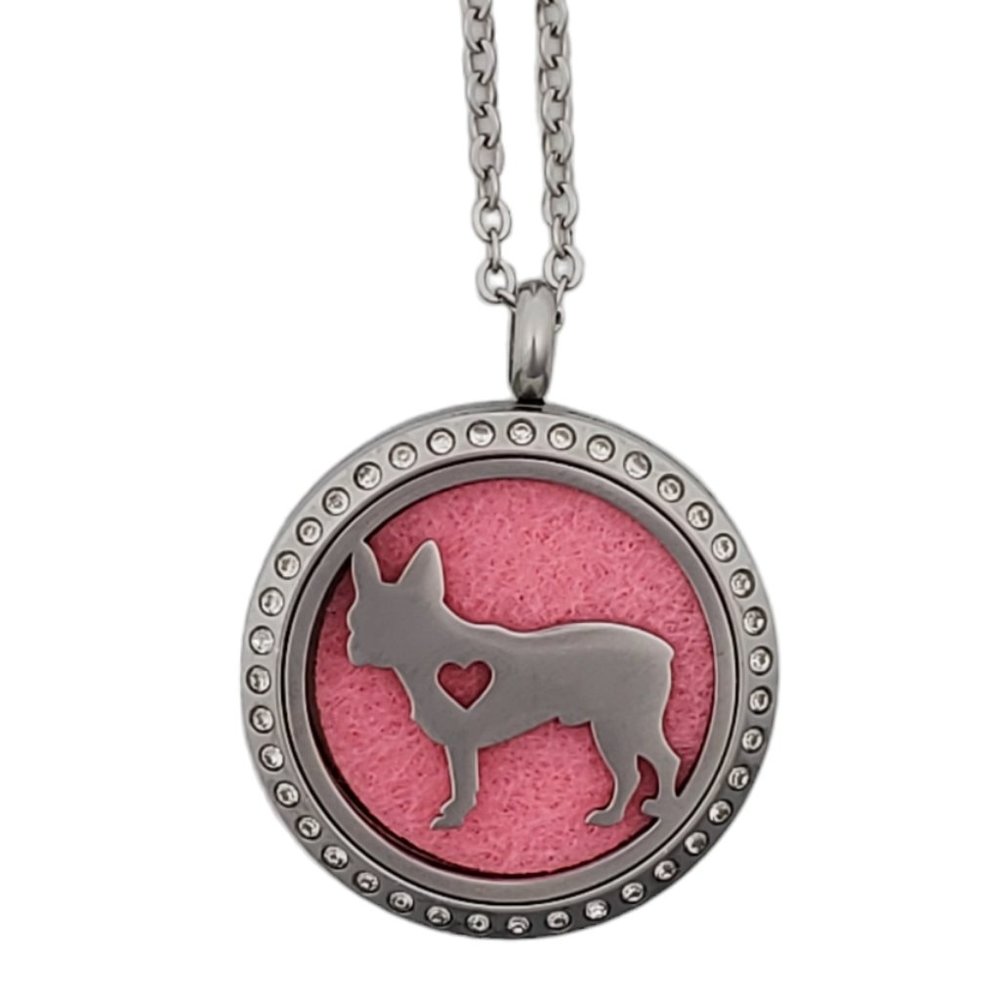Dog Pug French Bulldog Stainless Steel Essential Oil Necklace NEW - Picture 2 of 10